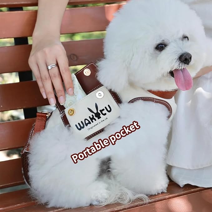 Dog Lift Harness Dog Carrier VES Harness Adjustable Leash with Small Puppy Treat Bag,Fits Most Cars,S，4-8 LBS