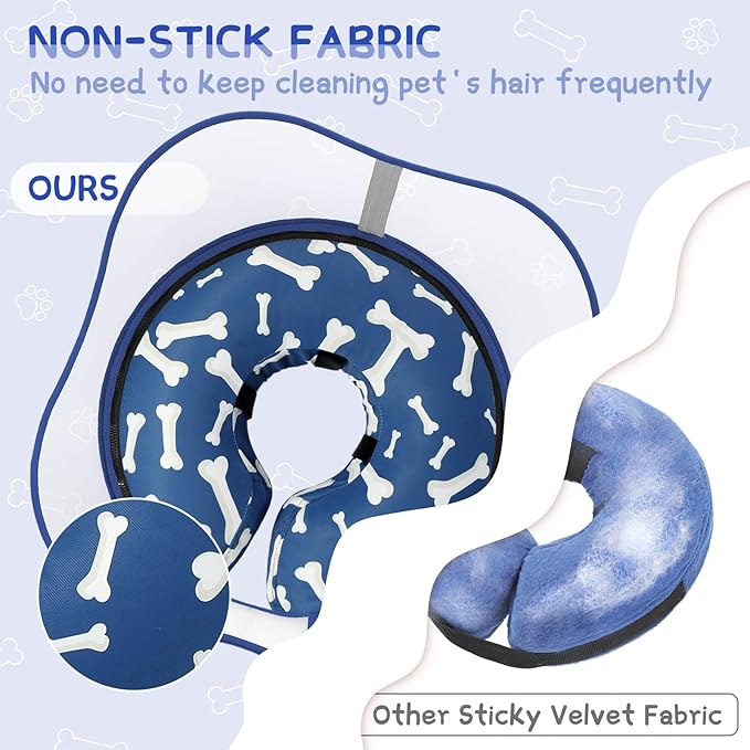 Supet Raised Inflatable Dog Cone Collar to Stop Licking, Soft Dog Cone Alternative After Surgery, Pet Neck Donut Collar for Small Medium Large Dogs