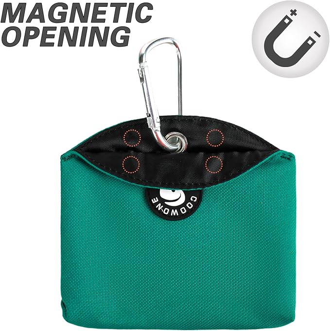 COOWONE Dog Treat Pouch Magnetic Closure Small Dog Training Treat Pouch Pocket Sized Small Dog Treat Pouch with Clip (Green)