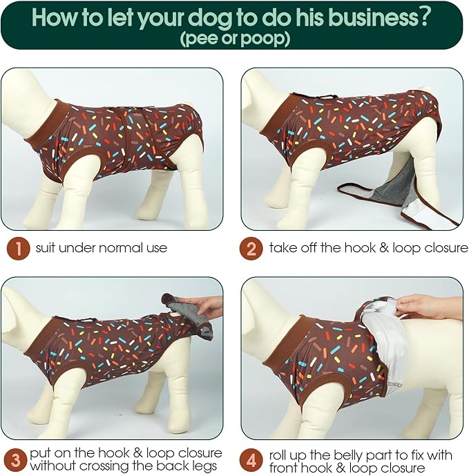 Kuoser Dog Recovery Suit for Post-Surgery Care, Spay Neuter Bodysuit for Female & Male Dogs, Anti-Licking Surgical Onesie, Snug Fit for Abdominal Wound Protection & Skin Healing, Brown L