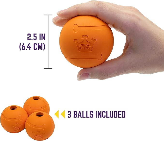 Chew King Dog 2.5 Inch Bacon Flavor Rubber Balls 3 Pack Large Breeds