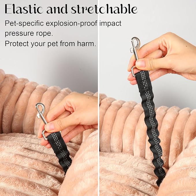 Dog Car Booster Seat, for Small Dogs Under 30 lbs, Detachable Washable Travel Bed with Storage Pockets and Safety Belt (Pink, Medium)