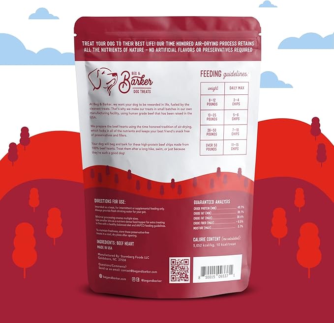 Beg & Barker Beef Chips for Dogs (8 Ounce, Pack of 1) - Single Ingredient Dog Treats Made for Large & Small Dogs Protein Human Grade Dog Treats Made from Real Meat Beef, Made in USA