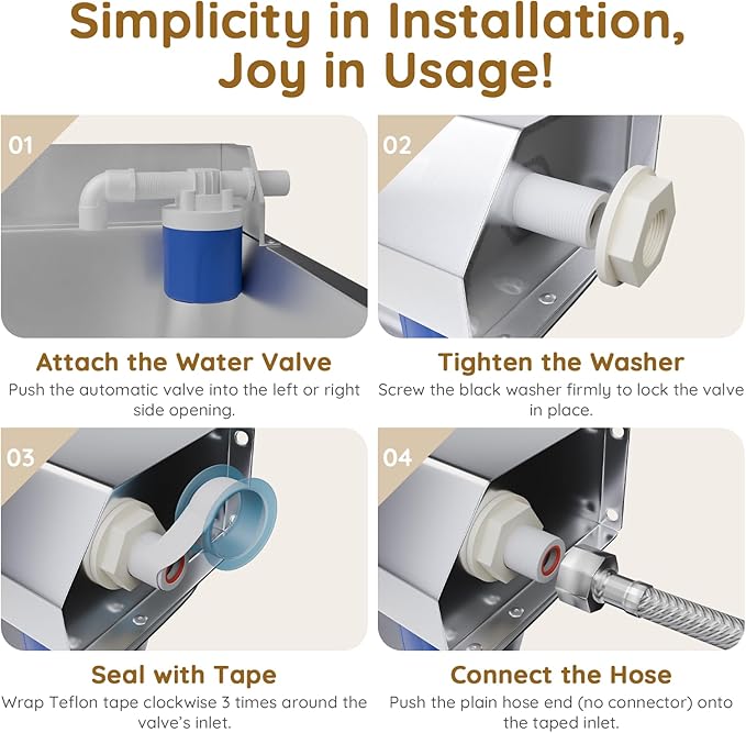 2 Gallon Automatic Dog Water Dispenser, Stainless Steel Water Bowl for Pets & Livestock, Large Auto Fill Waterer Feeder, No Electricity, Fit 3/4" GHT Faucet, Anti-Tip Design