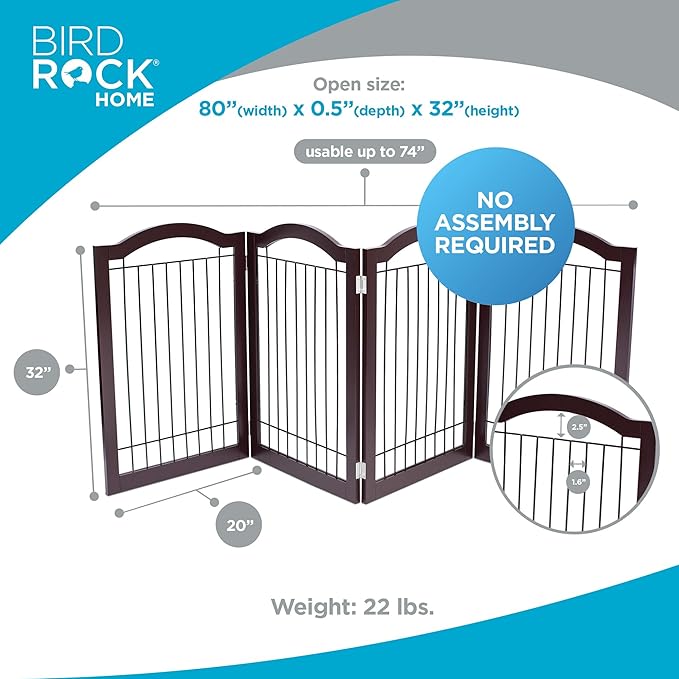 Internet's Best Wire Dog Gate with Arched Top - 4 Panel - 30" Tall - Espresso