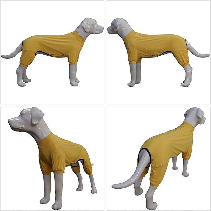 LoveLongLong Dog Jumpsuit with UV Protection and Quick-Dry Fabric for Spring Summer Pet Pajamas Yellow S