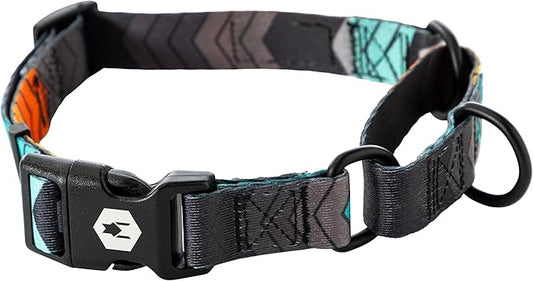Wolfgang Heavy Duty Martingale Dog Collar with Quick Release Nylon Buckle for Walking & Training, ChevTech Print, Large
