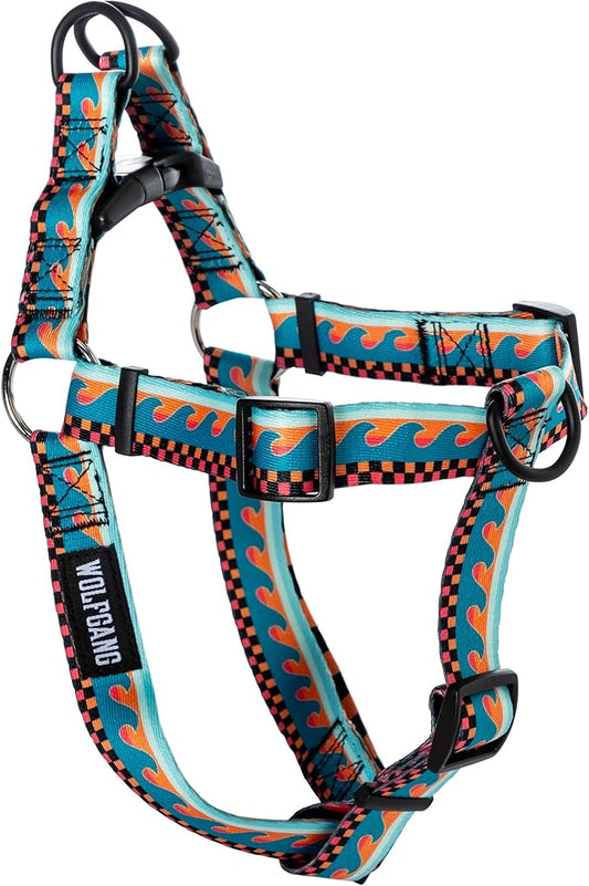 Wolfgang Heavy Duty Adjustable Dog Harness, Pull-Tested to Over 800 lbs for Walking & Training, BuenaOnda Print, Large