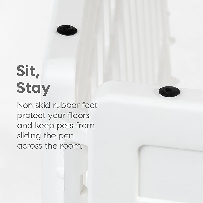 IRIS USA 24" 6-Panel Dog Playpen with Door, 61 x 61 x 24, Puppy Playpen, Dog Play Pen Indoors, Pet Fence, Puppies/Small Dogs, White