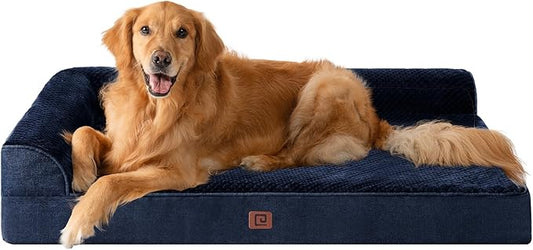 EHEYCIGA Memory Foam Dog Bed XLarge Sized Dogs, Extra Large Dog Bed Orthopedic with Washable Removable Cover, Waterproof XL Pet Bed Couch, 44x33x6 Inches, Navy Blue