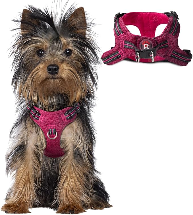 Dog Harness Step in Dog Vest Harness, Reflective Adjustable Puppy No Pull Harness Breathable Soft for Small and Medium Dogs Cats, Pink/Black, XXS