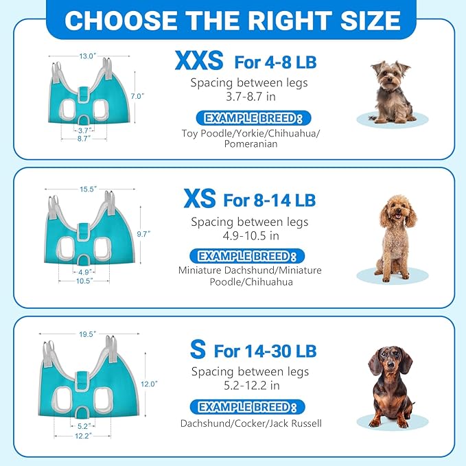 Supet Dog Grooming Hammock for Small Dogs, Dog Hanging Harness for Nail Trimming Doorframe, Pet Holder Restraint for Clipping Nails, Pet Hoist Sling for Cutting Nails at Home (Blue S)