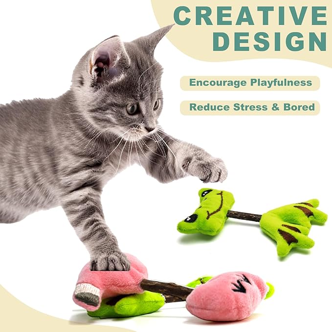 Matatabi Silvervine Sticks Cat Toys for Indoor Cats, Cat Dental Toy for Kitten Teeth Cleaning, Crinkle Sound Catnip Toys