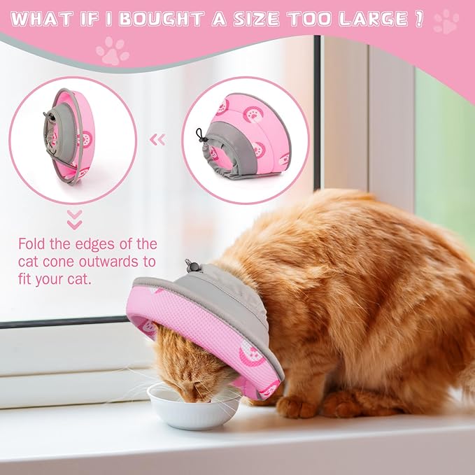 Cat Cone Collar Soft Elizabethan Collar for Surgery Recovery - Adjustable for Small and Large Cats Kittens to Stop Licking