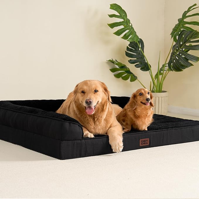 EHEYCIGA Memory Foam Dog Bed Medium Sized Dogs, Waterproof Dog Bed Orthopedic with Washable Removable Cover, Non-Slip Pet Bed Couch for Crate, 30x20x6 Inches, Black