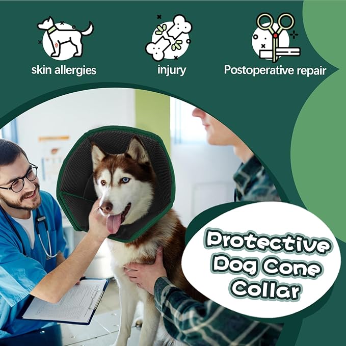 Dog Cone for Large Dogs After Surgery, Soft Dog Cone Collar for Dogs to Stop Licking, Adjustable Comfy E-Collar Alternative Lightweight Post-Surgery Recovery Elizabethan Collar for Pet