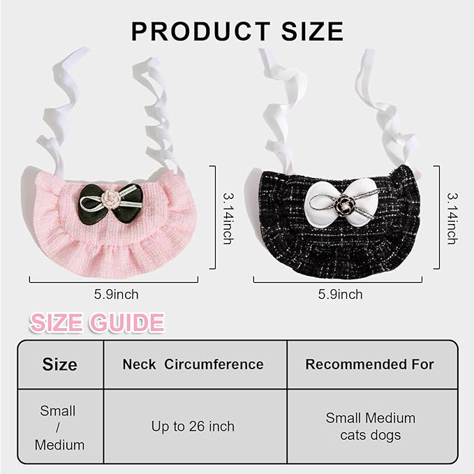 HOWWFALY 2PCS Cat Beret Hat with Camellia, Adjustable Bow Bandana Scarf Set Pet Princess Costume for Halloween Christmas, Cat Dog Birthday Party Apparel (Camellia)