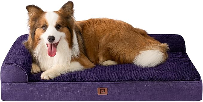EHEYCIGA Memory Foam Dog Bed XLarge Sized Dogs, Extra Large Dog Bed Orthopedic with Washable Removable Cover, Waterproof XL Pet Bed Couch for Crate, 41x27x6 Inches, Purple