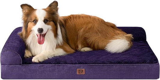 EHEYCIGA Memory Foam Dog Bed XLarge Sized Dogs, Extra Large Dog Bed Orthopedic with Washable Removable Cover, Waterproof XL Pet Bed Couch for Crate, 41x27x6 Inches, Purple