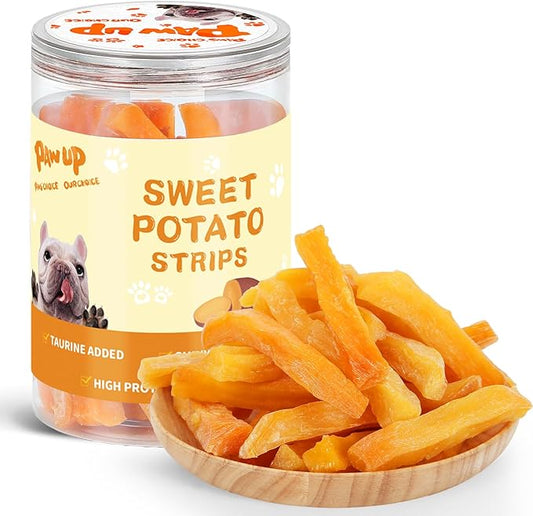 Sweet Potatoes Strips Dog Treats - Single Ingredient Soft Chews w/Taurine, Chewy Sticks for Small & Medium Dogs, Easy to Digest, 12.5oz