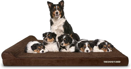 The Dog’s Bed Orthopedic Headrest Dog Bed XXXL Brown Plush, Memory Foam, Pain Relief for Arthritis, Hip & Elbow Dysplasia, Post Surgery, Lameness, Waterproof Washable Cover
