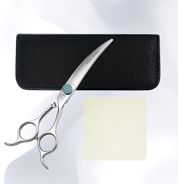 Fenice Professional Grooming Curved Shear: 30 Degree Super Curves Scissors for Dogs 6.5" Big Arc Curved Shears Made Of Japanese 440C Stainless Steel