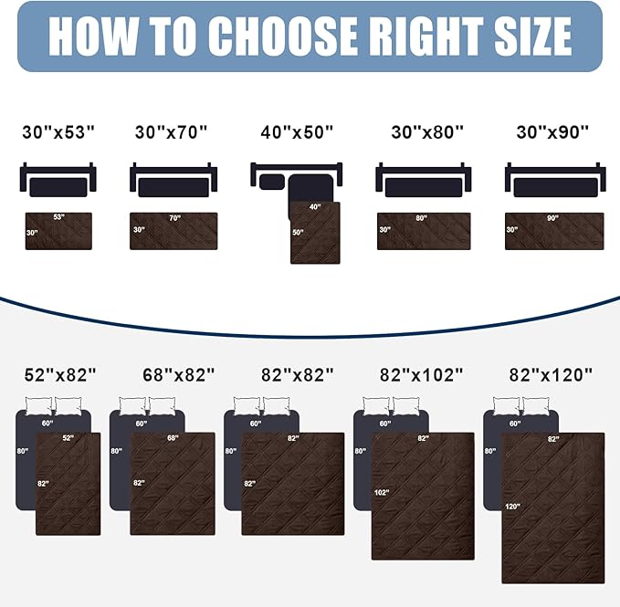 Smiry Waterproof Dog Blanket, Reversible Dog Bed Cover Pet Blanket, Soft Pet Couch Covers for Sofa Washable, Bed Couch Sofa Furniture Protector for Puppy Cat Kids (30"x80", Chocolate/Dark Grey)