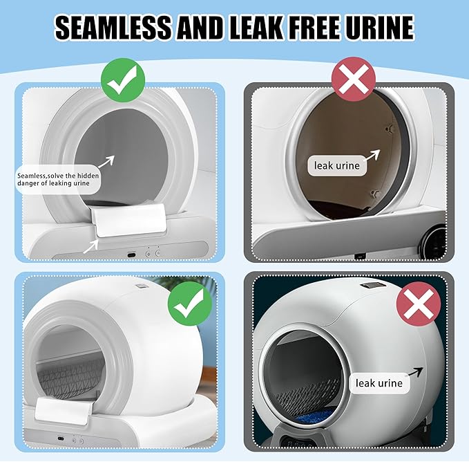 J JORBASADO Self Cleaning Litter Box 65L+9L Automatic Cat Litter Box Self Cleaning with APP Control for Multiple Cats Families Safety Protection