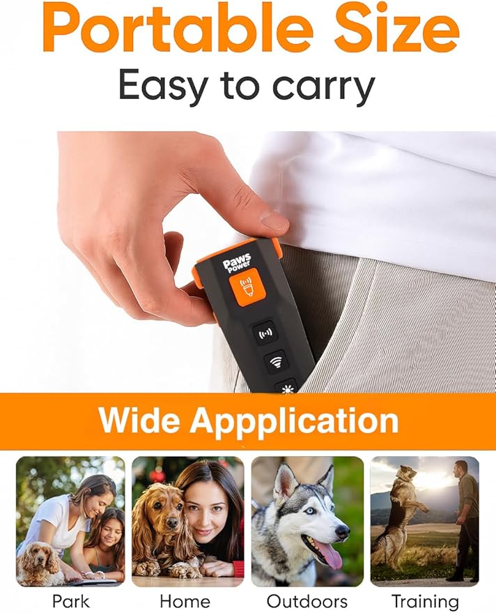 Dog Bark Deterrent Devices for Own or Neighbor’s Dog, Ultrasonic Anti Barking Device for Dogs with 6 Modes, 25–30Hz Frequency, Rechargeable, Safe Dog Training Tool for Indoor Outdoor Use