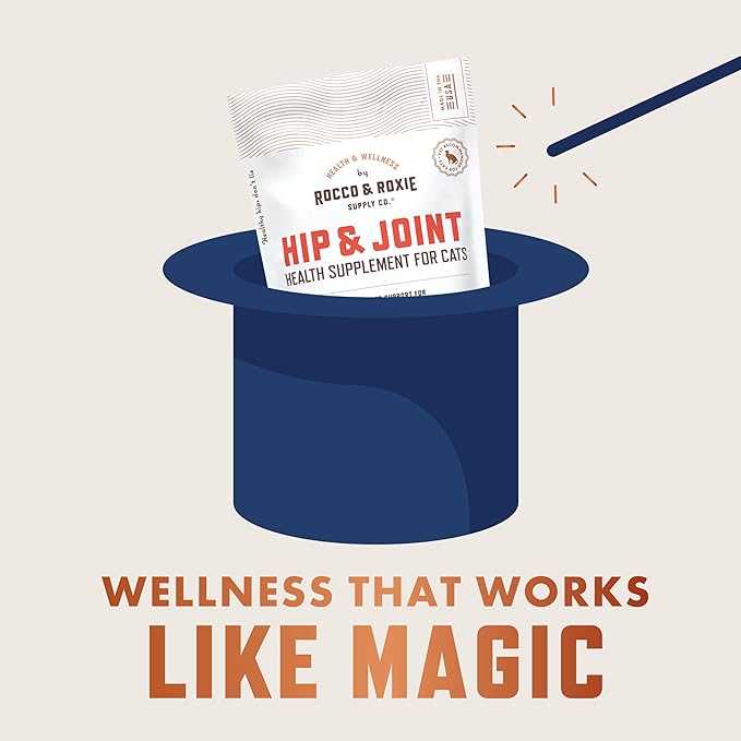 Rocco & Roxie Senior Cat Hip & Joint Supplements - Chicken Flavored Glucosamine Joint Supplement for Cats, Cat Arthritis Pain Relief, with Green Lipped Mussel, Made in USA, Over 300 Crunchy Chews