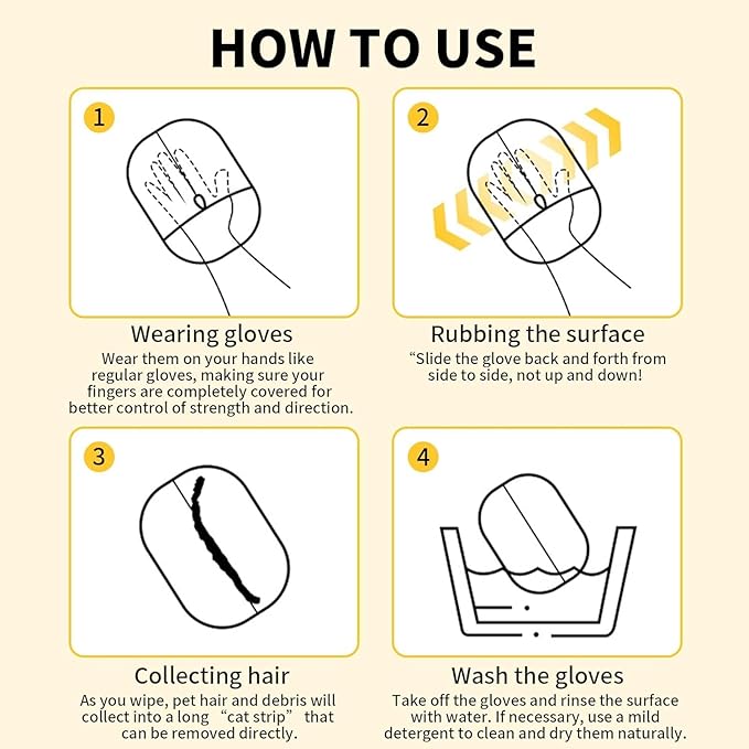 3pcs Pet Hair Removal Glove for Cats & Dogs, 2025 New Upgrade Efficient Grooming Gloves for Pet Hair, Reusable Cat Dog Electrostatic Hair Remover Grooming Glove Tool