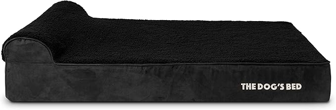The Dog’s Bed Orthopedic Headrest Dog Bed XL Black Plush, Memory Foam, Pain Relief for Arthritis, Hip & Elbow Dysplasia, Post Surgery, Lameness, Waterproof Washable Cover