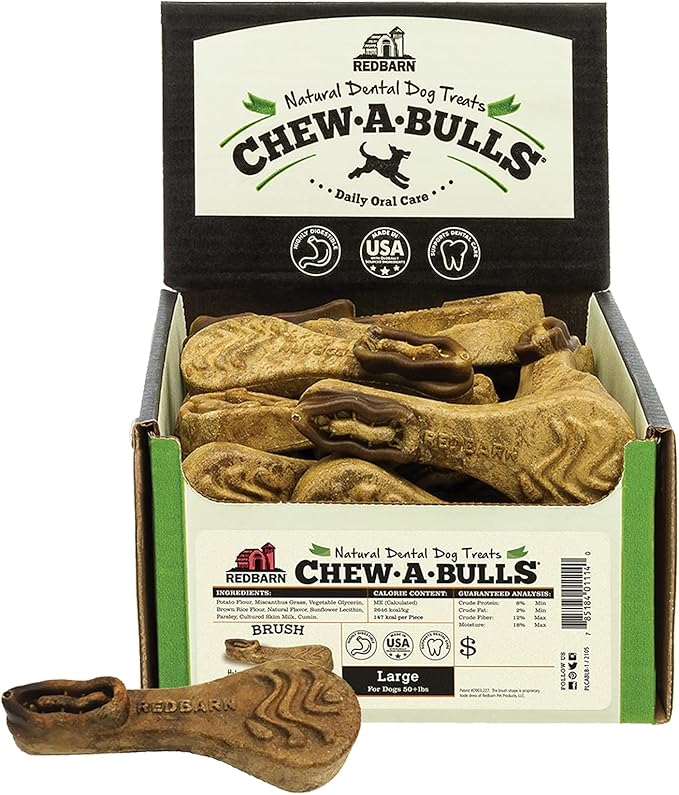 Redbarn Pet Products Chew-A-Bulls (Size: Large, Shape: Brush, Case of 25)