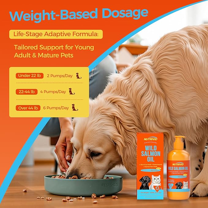 Wild Alaska Salmon Oil for Dogs & Cats Fish Oil Omega 3 Supplements with EPA & DHA for Skin & Coat, Immune, Brain, Joint and Heart Health, Dog & Cat Fish Oil Supplements 236ml（8fl oz）
