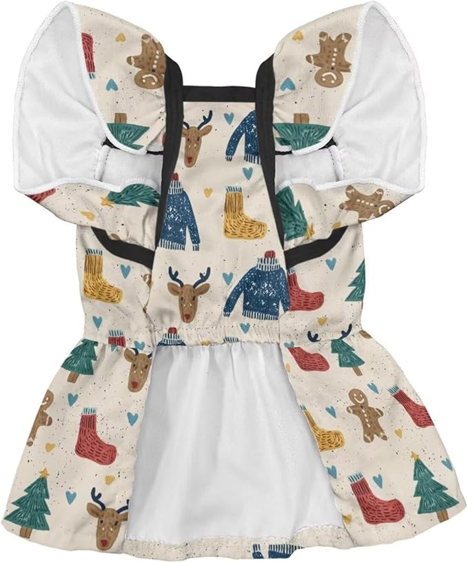 Reindeer Christmas Dog Dresses for Small Dogs Girl Fancy Small Pet Dress Puppy Dresses for Girl Dogs with Leash Ring for Travels Cozy L Size