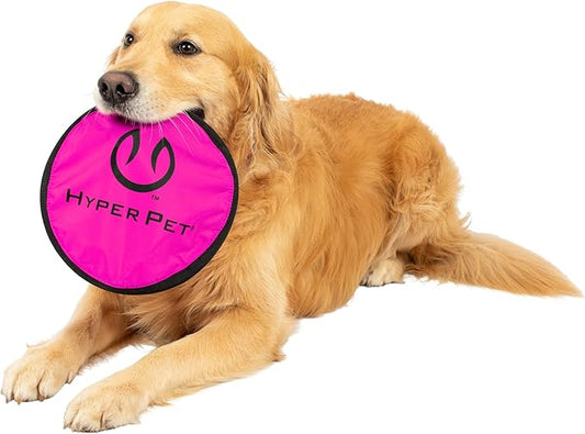 Hyper Pet Flippy Flopper Dog Frisbee Interactive Dog Toys [Flying Disc Fetch Toy Floats in Water & Safe on Teeth] (Colors Will Vary), Multicolor, 9"