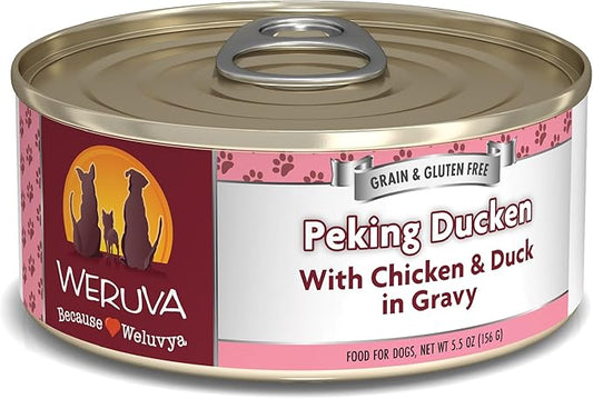 Weruva Classic Dog Food, Peking Ducken with Chicken & Duck in Gravy, 5.5oz Can (Pack of 24), Multi