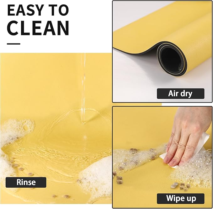 Pet Feeding Mat - Absorbent Dog Mat for Food and Water, No Stains Cat Bowl Mat, Easy to Clean Pet Placemats, Quick Dry Dog Water Dispenser Mat for Messy Drinkers | Paw Yellow 18"x 28"