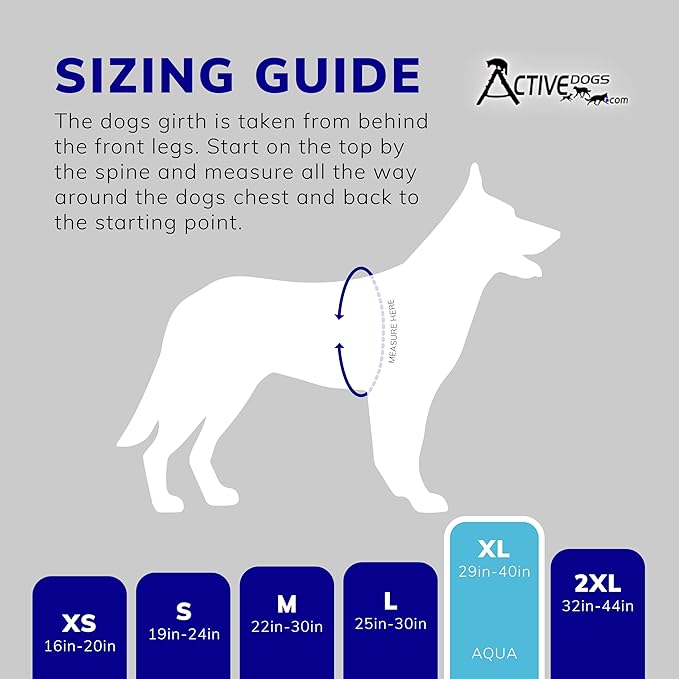ActiveDogs Full Service Dog Kit - XL Aqua Vest Harness with Handle, ID Holder, Medical Alert Keychain, Leash & Patches