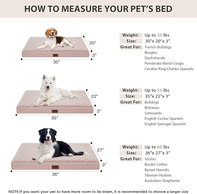 WNPETHOME Orthopedic XL Dog Beds Large Sized Dog, Waterproof Extra Large Dogs Bed with Removable Washable Cover, Multi-Needle Quilting Dogs Crate Bed