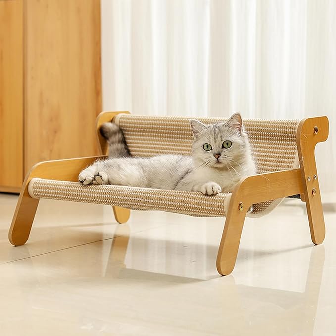 Cat Hammock, 2-in-1 Cat Scratch Pad and Cat Couch for Most Cats, Sisal Cats Scratcher Bed for Home Indoor, Cat Hammock Gifts for Cats