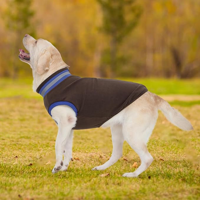 Lelepet Fleece Dog Sweater Zip Up Dog Fleece Jacket Reflective Warm Sweatshirt for Cold Weather Soft & Lightweight Pet Sweater Vest for Puppy Small Medium Large Dogs(XS-3XL)