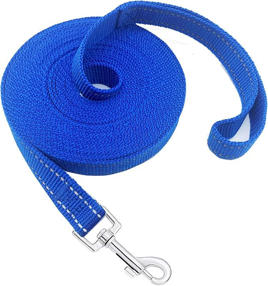 Nylon Training Dog Leash for Small Medium Dogs, 15ft 20ft 30ft 50ft 100ft Reflective Long Leash Dog/Puppy Lead for Obedience Recall Training, Camping