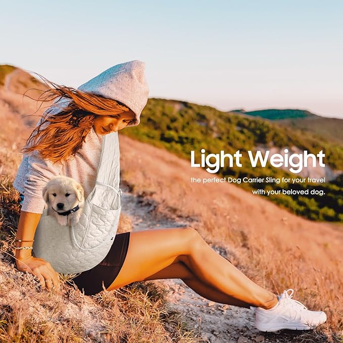 Dog Sling for Small Dogs, Front Dog Sling Carrier, Padded Adjustable Pet Soft Carrier with Adjustable Shoulder Strap, Travel Safety Harness Machine Washable for Small Cats Puppy Outdoor