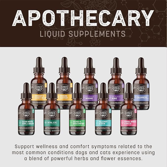 Earth Animal Apothecary Liquid Supplement - No More Runs Herbal Remedies for Dogs & Cats - 2 fl oz