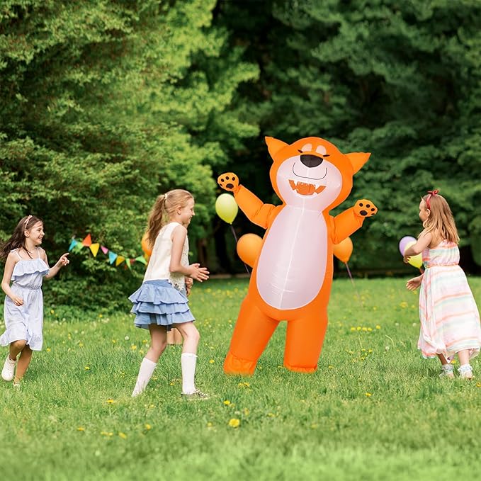 M MH ZONE Inflatable Dog Costume for Adults & KidsFunny Cosplay Blow Up Suit for Halloween Party