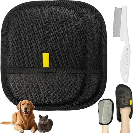 Pet Hair Removal Glove for Dogs & Cats, Reusable Electrostatic Glove for Clothes, Couch,Carpets, Car Seat, Individually Wrapped 1 Pack Black, S