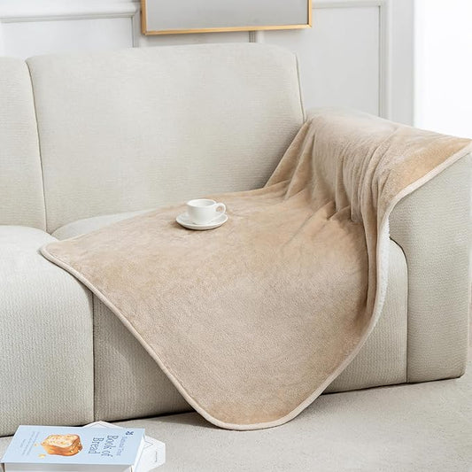 gogobunny Waterproof Pet Blanket for Small Dogs and Cats, Reversible Sherpa Fleece Soft Plush Throw for Couch Protection, Washable Furniture Protector (Beige, 30x40 inches)