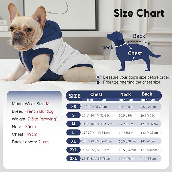 Fleece Lining Extra Warm Dog Hoodie in Winter for Medium Dogs Jacket Pet Coats with Hooded,Beige and Blue L