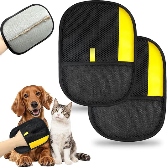 2 Pack Pet Hair Removal Gloves, Reusable Electrostatic Pet Hair Remover, Newly Upgraded Efficient Lint Remover Tool for Dog & Cat Hairfor Couch, Furniture, Car Seat, Carpet, Clothing